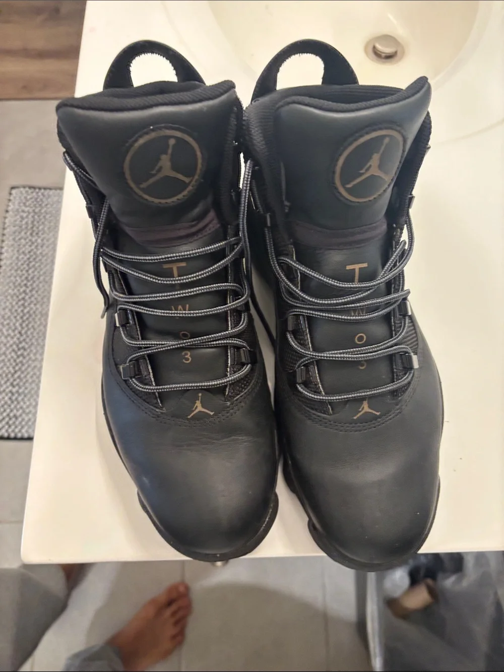 Jordan Black Leather Mesh High-Top Sneakers